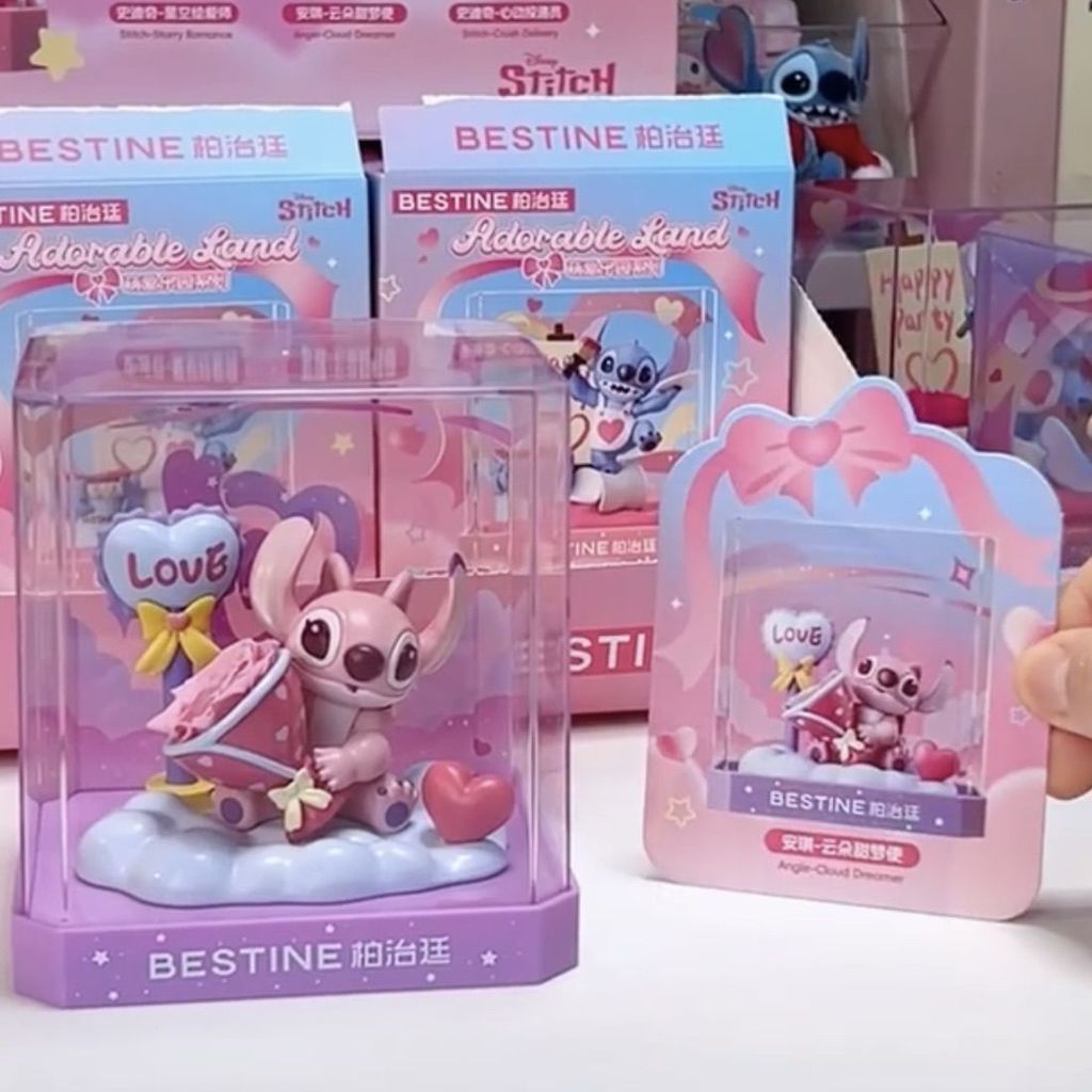 สินค้าใหม่ Disney Stitch Cute Love Paradise Series Mystery Box อินเทรนด์เล่นตกแต่งรูปของขวัญวันวาเลนไทน์