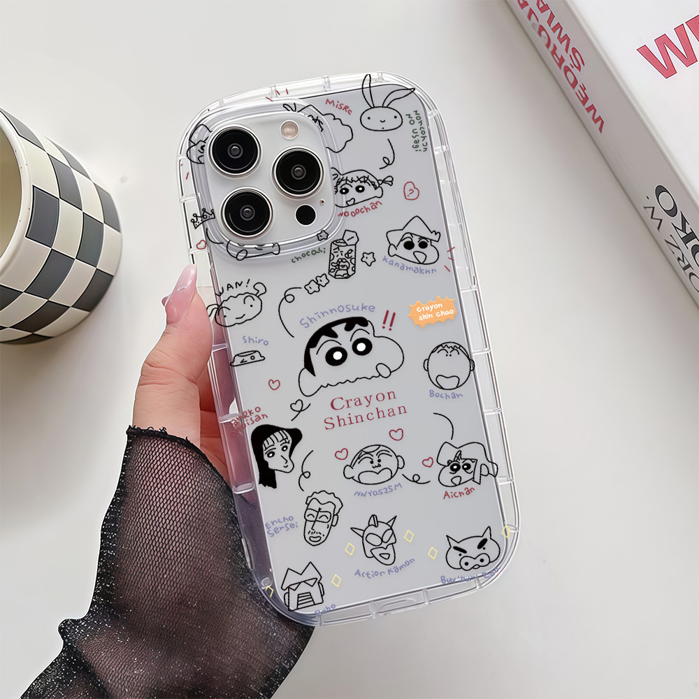 เคสโทรศัพท์ TPU ลายชินจังสไตล์มินิมอลสง่างาม For iPhone 17 16 15 13 12 14 11 Pro Max 8 7 6s 14 15 16 Plus XR X XS MAX SE