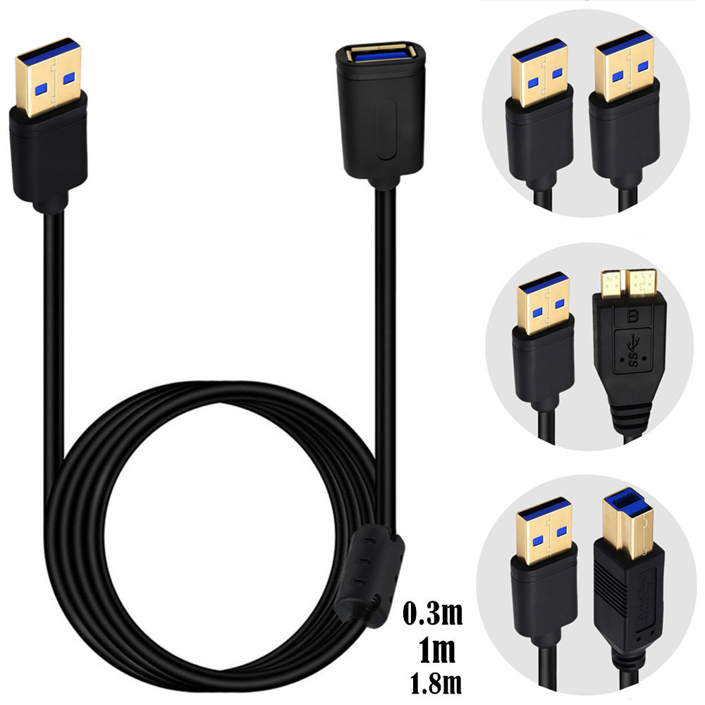 สายเคเบิลข้อมูล USB3.0 AM-BM/AM-MICRO B/AM-AM/AM-AF Cable Gold-Plated 5G การพิมพ์ Extension Copy