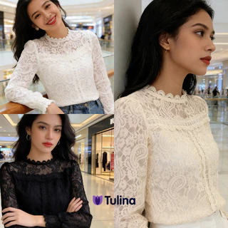 เสื้อเบลาส์แขนยาวลูกไม้ สไตล์สวยหรู สำหรับฤดูใบไม้ร่วง