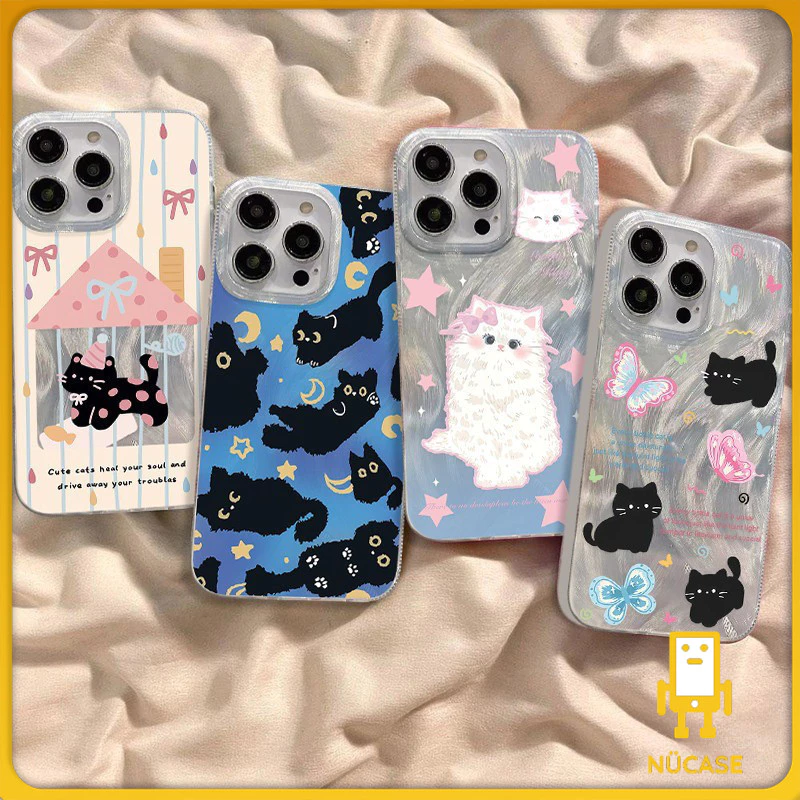 สร้อยข้อมือแมวดำตลกน่ารักนุ่ม เคสไอโฟน11 17 15 16 13 12 14 Pro Max 8Plus 7Plus XR 16 7 8 Plus 16 11 Pro X XS MAX 2020