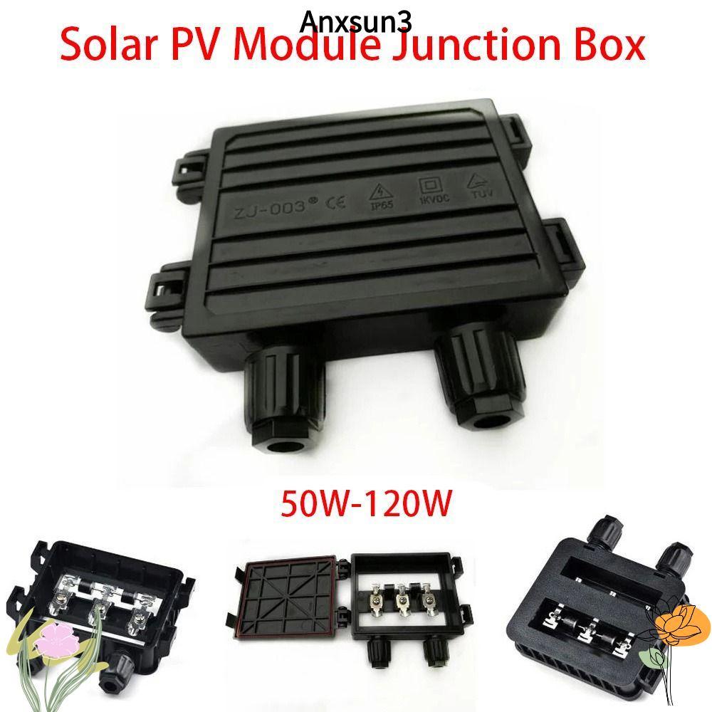 ANXSUN3 1 ชิ้น PV โมดูลกล่อง,สีดําเครื่องมือทดสอบไฟฟ้ากล่องแยก, IP65 กันน้ําสําหรับ 6.5A แผง 50W-120