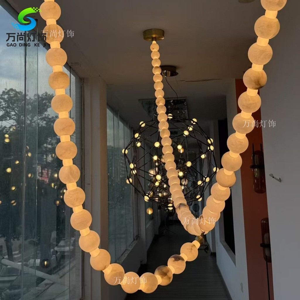 Luxury villa living room marble pendant chandelier designer high-end duplex building lobby hotel lob