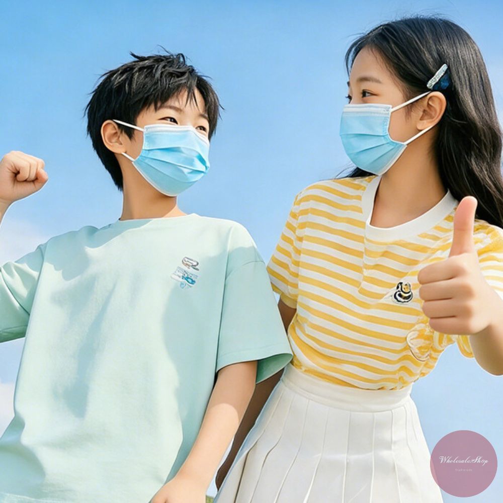 แมสเด็กและผู้ใหญ่ หน้ากากอนามัย กล่อง 50 แผ่น หลากหลายสี สวมใส่สบาย (ดำ/ขาว/เขียว/ฟ้า) - รูปที่ 4