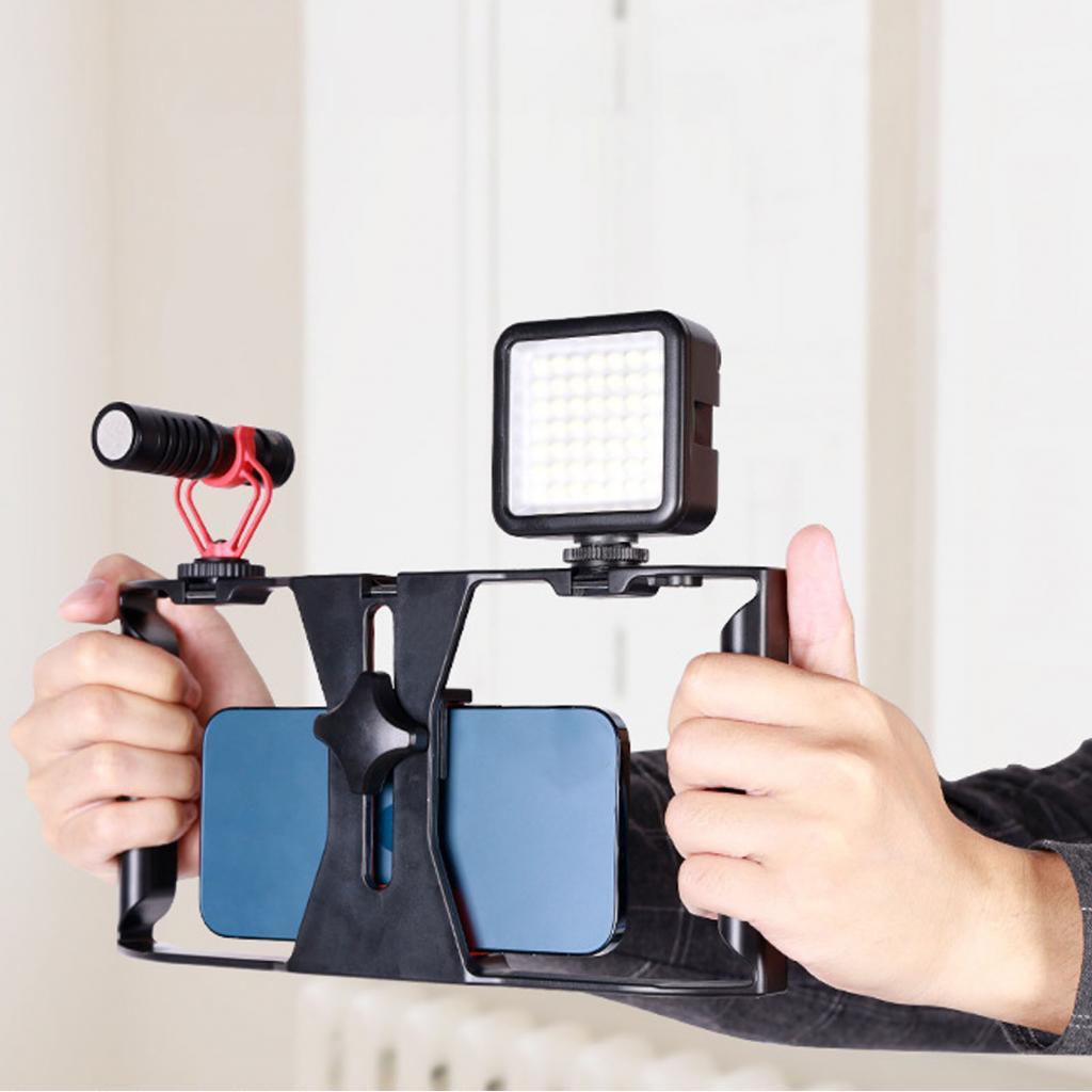 โทรศัพท์ มือถือกรงกระต่ายยิง Rig Stabilizer ปรับ Universal Sturdy สําหรับบันทึกภาพ Live