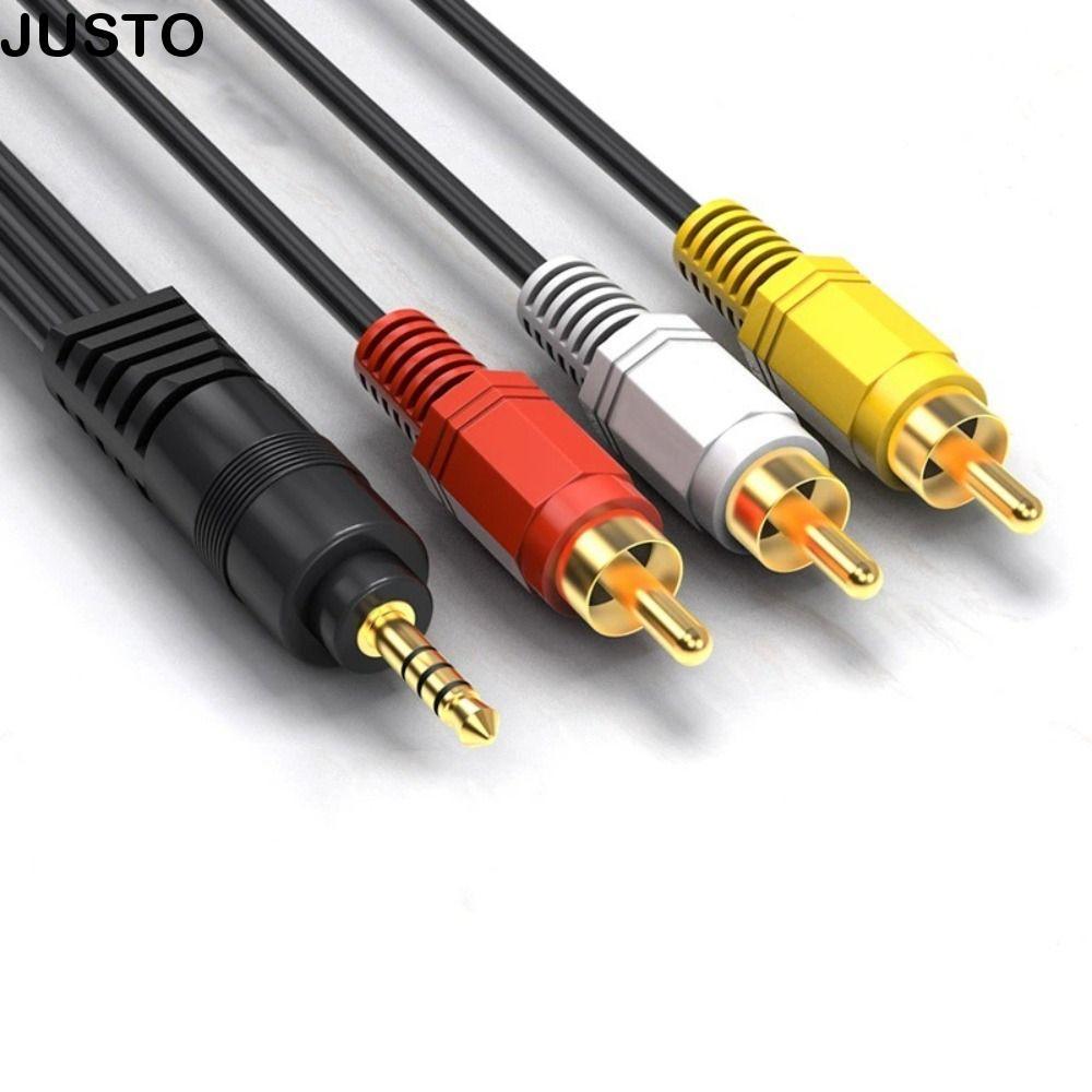 JUSTO 3.5 มม.ถึง 3 สาย RCA, Plug and Play ชายสาย AV, Professional Gold Plated ทนทาน 1 ถึง 3 สายสัญญา