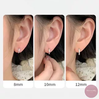ต่างหูเงิน ทรงกลม 1 คู่ หนา 2 mm. ขนาด 8 / 10 / 12 mm. แบบยูนิเซ็กส์ ใส่ได้ทั้งญ/ช สไตลมินิมอล เกาหลีเกาใจ เครื่องประดับ