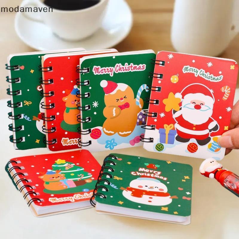 [MD] 1/4 ชิ้น/ล็อตคริสต์มาส Snowman Santa Claus Elk A7 Coil Notebook Mini Diary Journal Poet Notepad