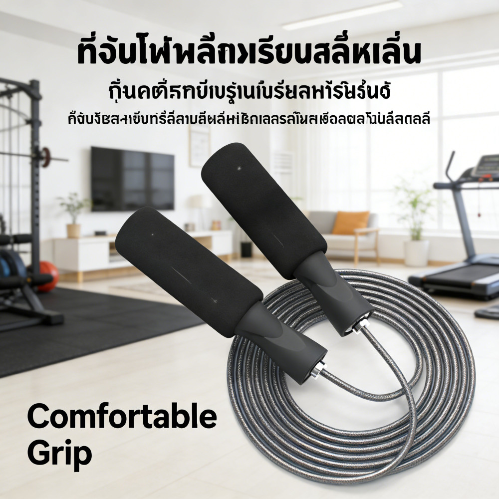 Jump Rope Workout Boxer Skip สามารถปรับสายเชือก ด้ามจับนุ่มกระชับมือ ที่กระโดดเชือก ด้ามจับบุนุ่ม