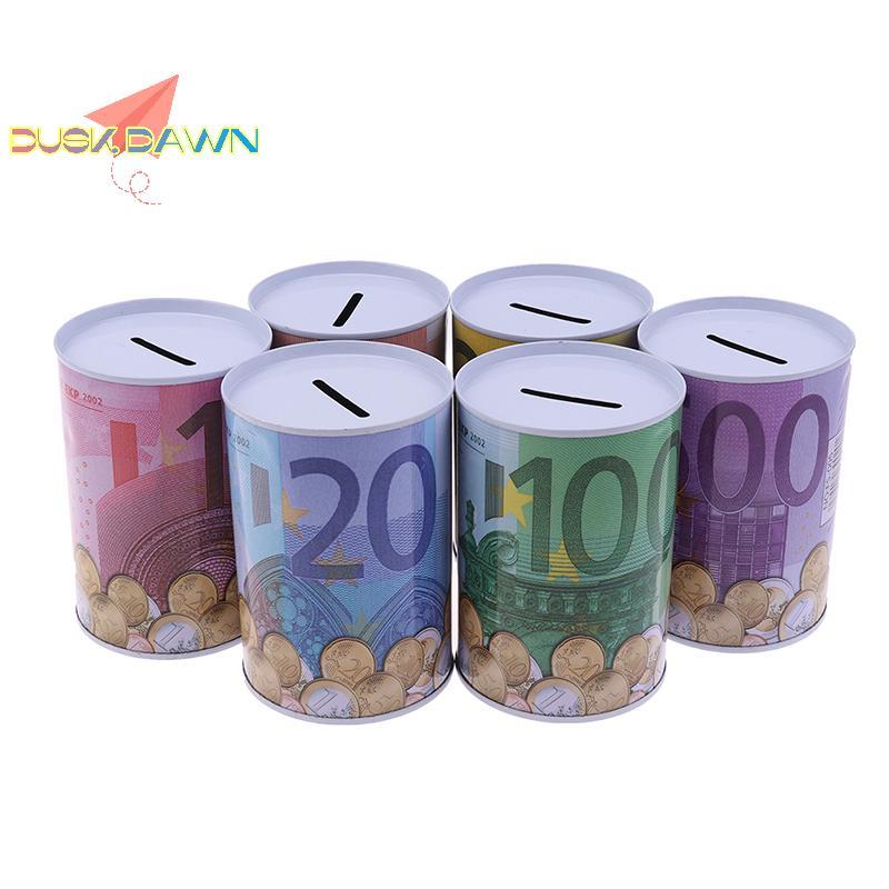 <Dusk Dawn> Euro Dollar Money Box กระบอกปลอดภัย Piggy Bank Bank Bank สําหรับกล่องฝากเหรียญ