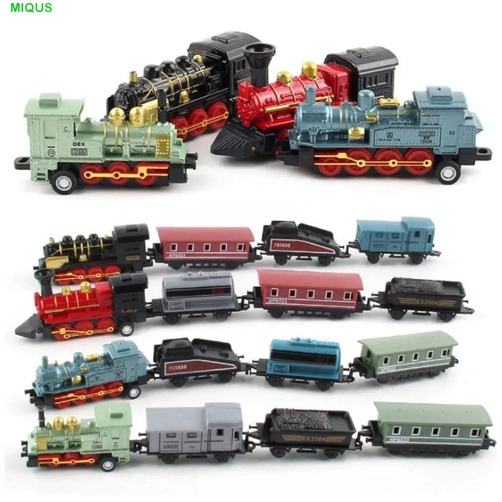 MIQUS Retro Steam Train รุ่นดึงกลับขนาดเล็กดึงกลับ, ของเล่นรถ Diecast 1:60 โลหะผสม Headstock ความเฉื่อยจําลองรถไฟของเล่นของเล่นเด็ก