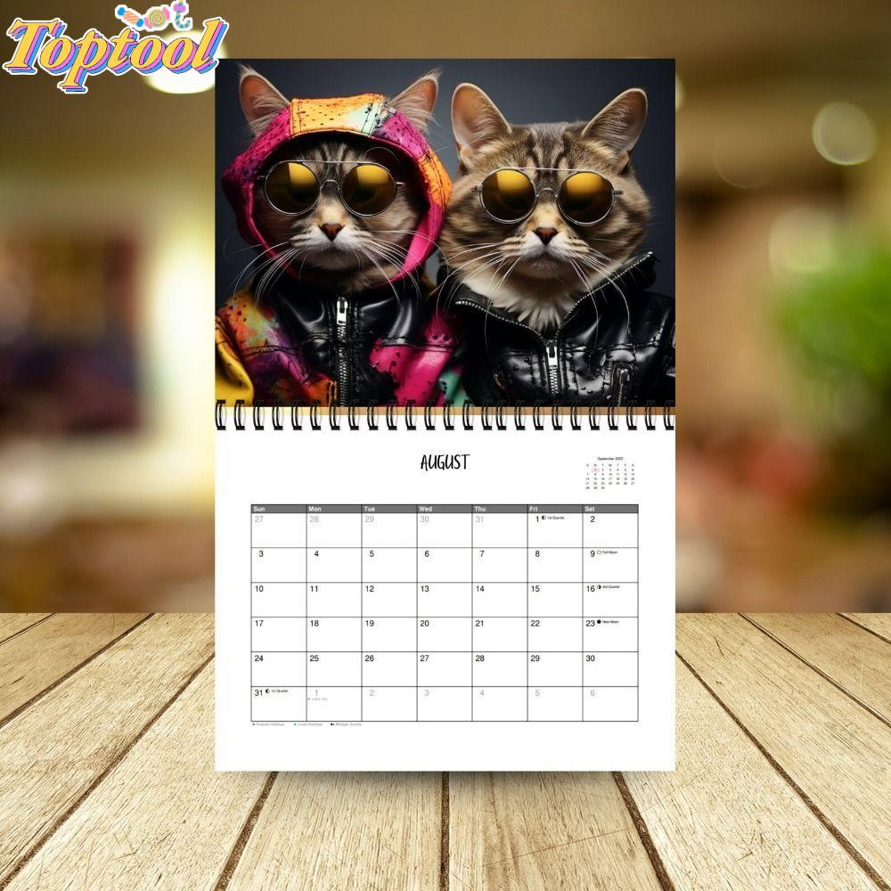 ปฏิทิน TOPTOOL 2025 ปฏิทินแมวกระดาษแบบแขวนได้ ปฏิทิน Organiser รายวันที่สร้างสรรค์ 2025