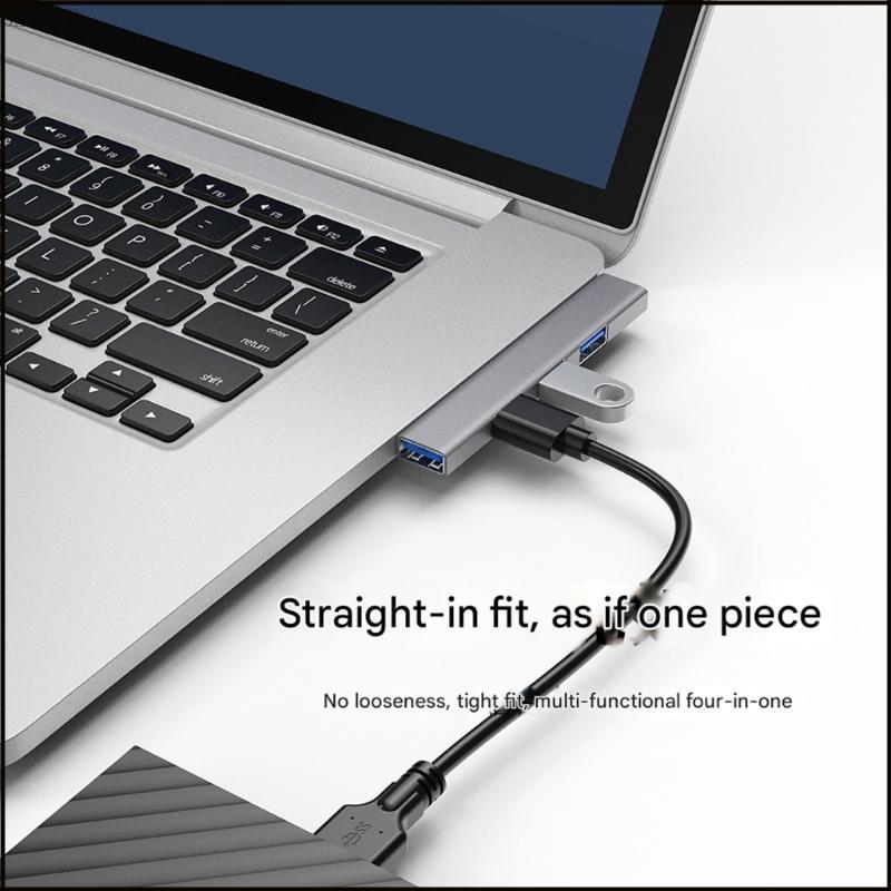 BETT Aluminium 4 Port Multiple USB Splitter USB 90 องศา Connector ประหยัดพื้นที่