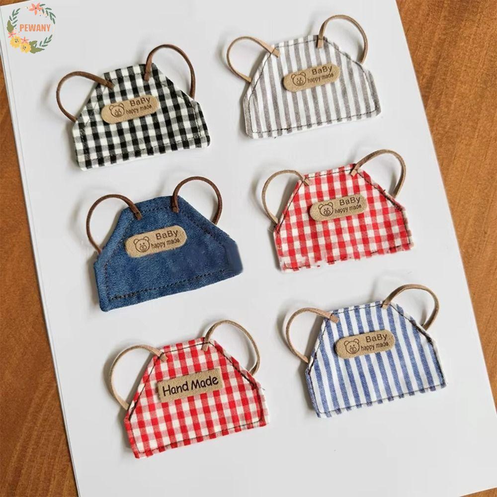 เสื้อผ้าตุ๊กตา PEWANY, 10 ซม./15 ซม.DIY Retro ตุ๊กตาผ้ากันเปื้อนยีนส์,มินิตุ๊กตาแต่งตัว Handmade ลาย