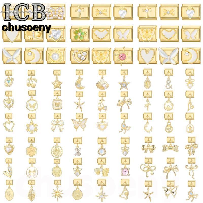 สร้อยข้อมือเสน่ห์อิตาลี 9 มิลลิเมตร แพทช์ด้านล่าง ลิงค์พอดี ทำเอง รักผีเสื้อ และดอกไม้ ย้อนยุคโมดูลสร้อยข้อมือ