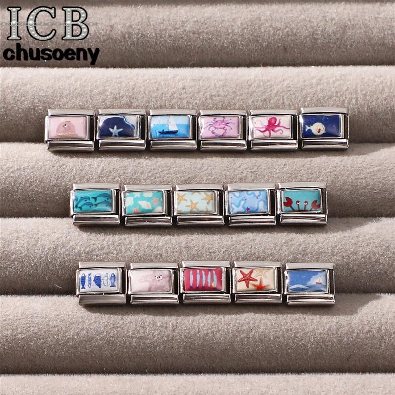 สร้อยข้อมือสแตนเลสสไตล์อิตาเลียน ขนาด 9 มม. พร้อม charm สำหรับทำเครื่องประดับและตกแต่งบุคลิกภาพ