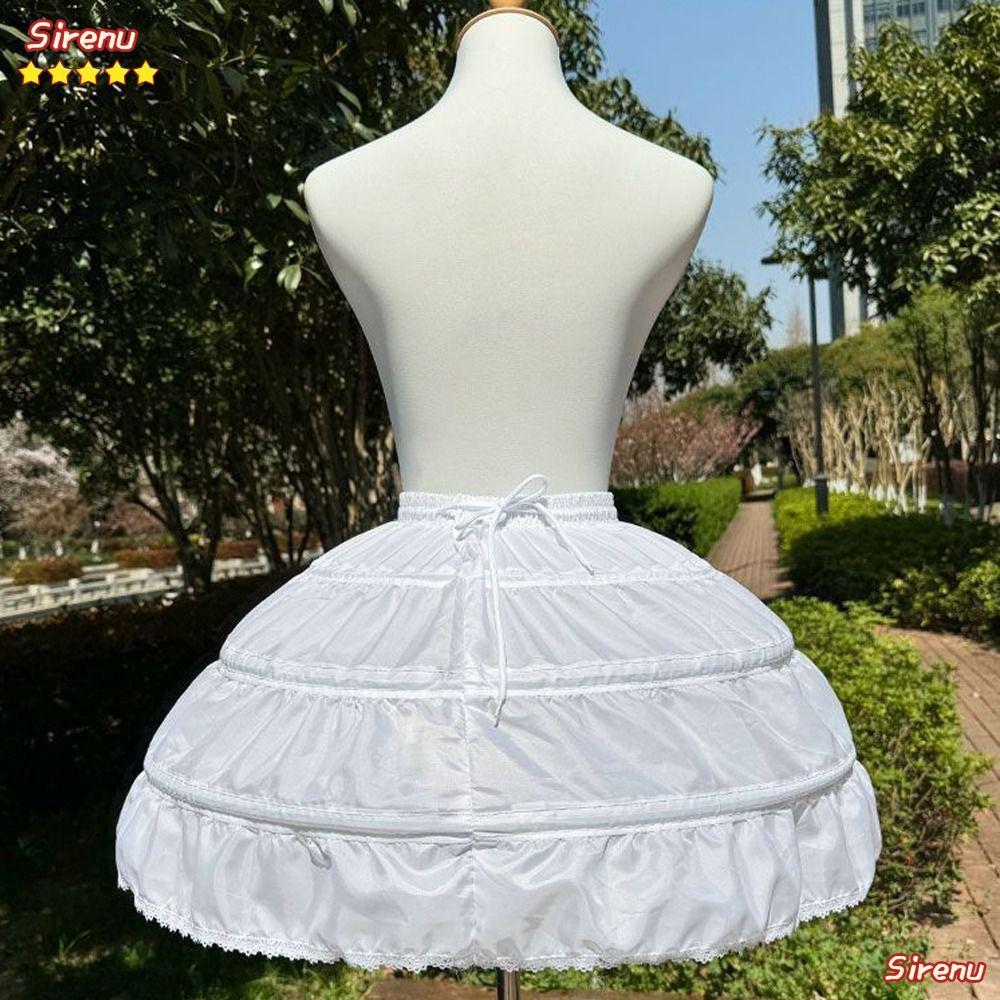 ไซเรน UZV Petticoat สีขาว สำหรับคอสเพลย์ Lolita แบบซองกระโปรงระบายอากาศได้ดี เพิ่มความสวยงามด้วยลายดอกไม้