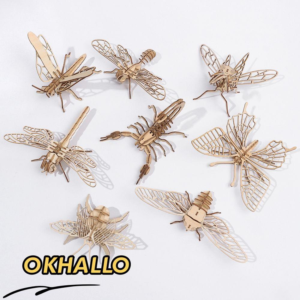 OKHALLO Montessori Puzzle Handmade 8 รูปแบบการศึกษาของเล่นปริศนาไม้