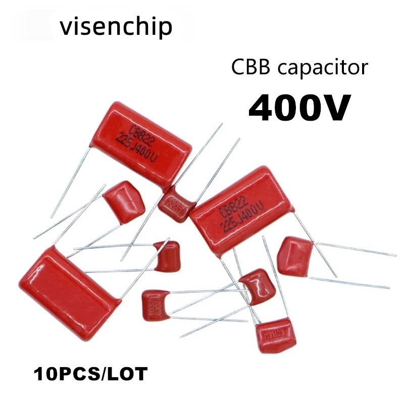 10 ชิ้น CBB22 ตัวเก็บประจุฟิล์มโพลีโพรพิลีน 400V 105J 125J 155J 185J 824J