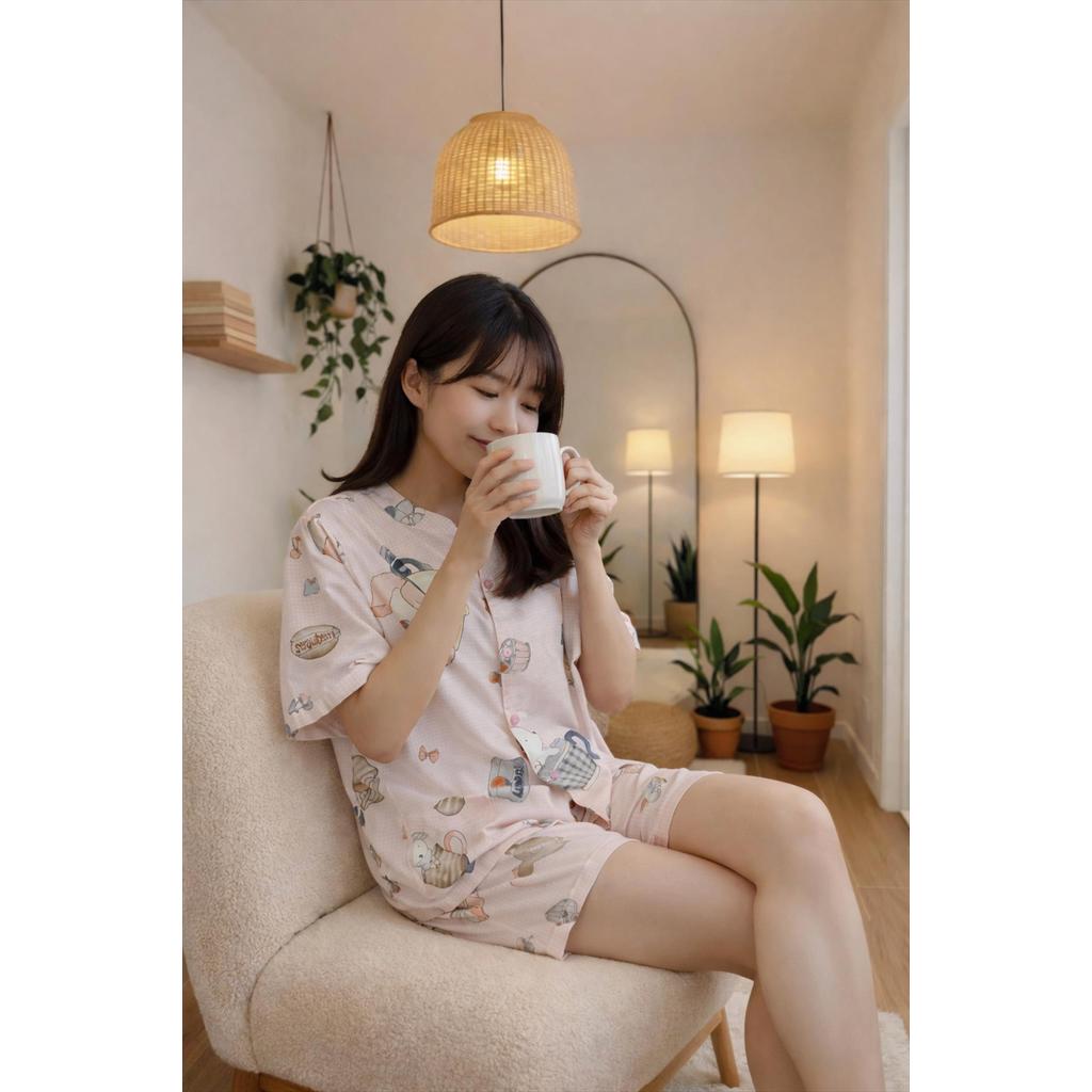 ANIMALS CUP STRAWBERRY SILK PAJAMAS