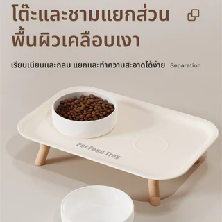 ถาดอาหารแมว ชามอาหารแมวเซรามิก ทำความสะอาดง่าย ปกป้องกระดูกสันหลังคอ อุปกรณ์สำหรับสัตว์เลี้ยง