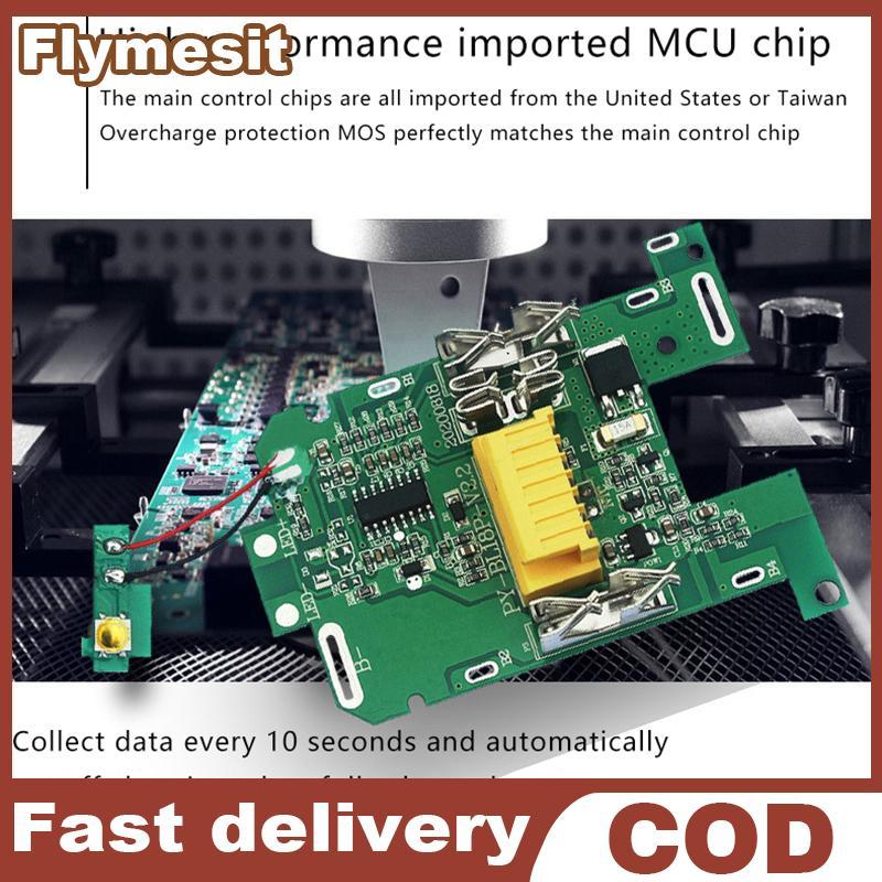 Flymesit BL1830 แบตเตอรี่ Li-Ion BMS PCB ชาร์จป้องกันสําหรับ Makita 18V เครื่องมือ EN