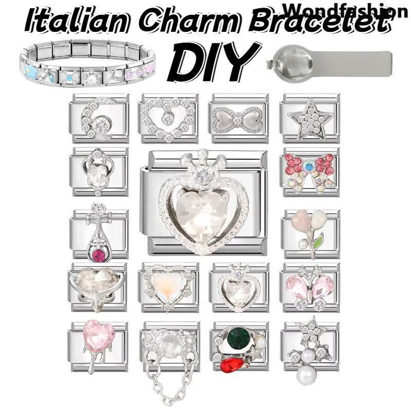 เพชร Dolphin Star อิตาเลี่ยน Charm สร้อยข้อมือ Fit 9 มม.สร้อยข้อมือสแตนเลส DIY เครื่องประดับทําอุปกรณ์เสริม Retro บุคลิกภาพโมดูลสร้อยข้อมืออุปกรณ์เสริม