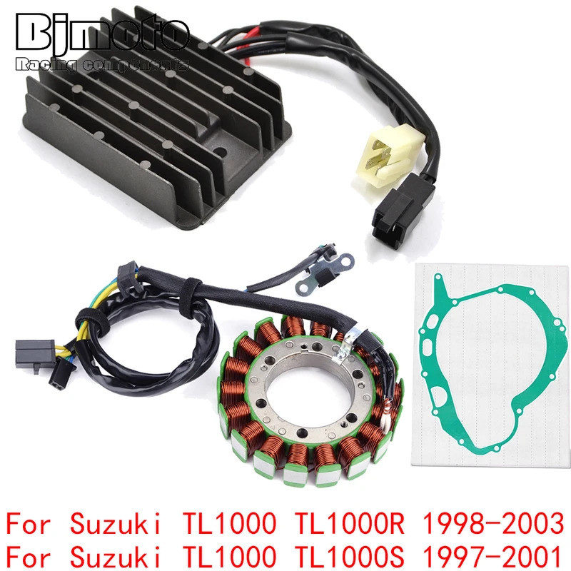 BM TL1000 2003 เครื่องยนต์ Stator COIL + เครื่องปรับแรงดันไฟฟ้าสําหรับ Suzuki TL1000 TL1000R TL1000S
