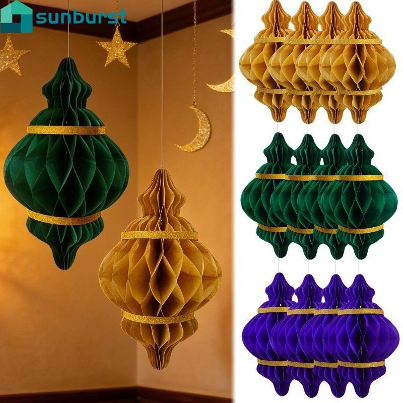 3-1 ชิ้น Eid Mubarak Party แขวนตกแต่ง - 3D รังผึ้งกระดาษโคมไฟ - Ramadan Party แบนเนอร์ - อิสลามมุสลิ