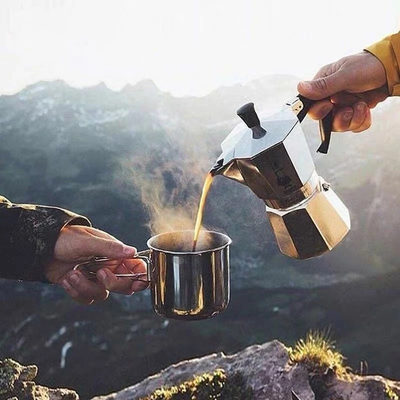 ❤Coffee หม้อต้มกาแฟสด moka pot อลูมิเนียม แบบพกพา กาต้มกาแฟ เครื่องชงกาแฟ 3 ถ้วย/ 6ถ้วย มอคค่าพอท หม้อต้มกาแฟ thumbnail 9