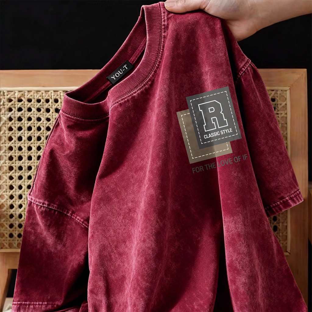 Top.street [COD]เสื้อยืด oversize แขนสั้น ผ้าฝ้าย100% แฟชั่น เสื้อยืดผู้ชาย vintage 'CLASSIC R' 3xl 2026