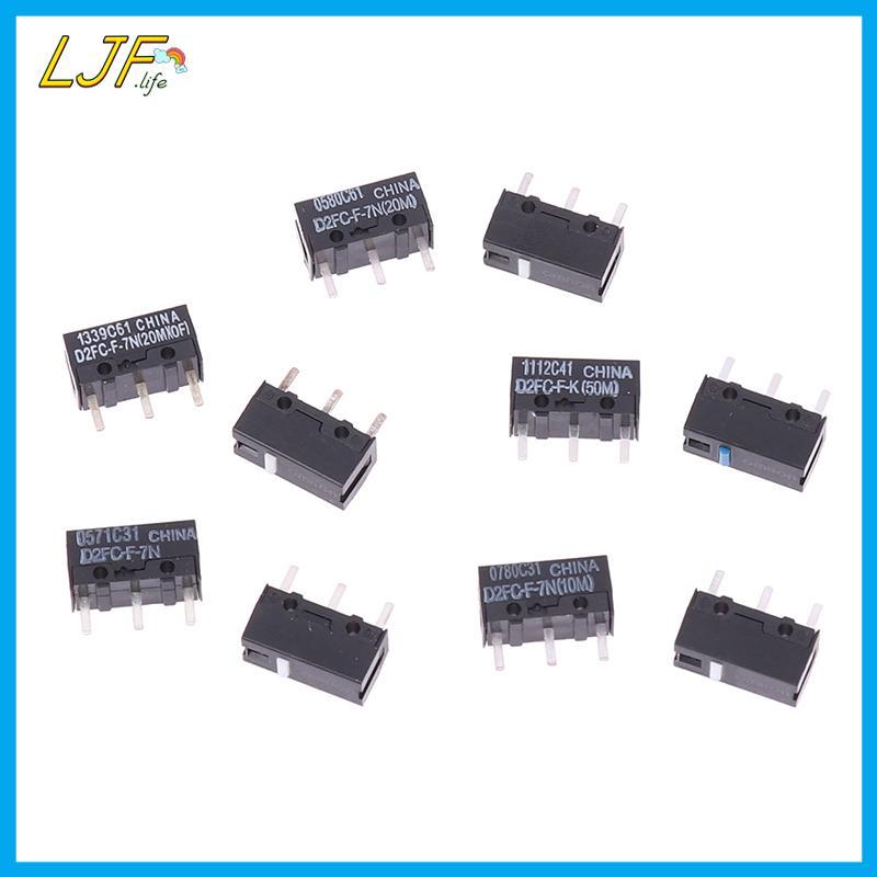LJF 2 ชิ้นเมาส์ไมโครสวิตช์ D2FC-F-7N 10M 20M ของ D2FC-F-K(50M) -RZ D2F D2F-01 D2F-01F-L D2F-7F-F-L D