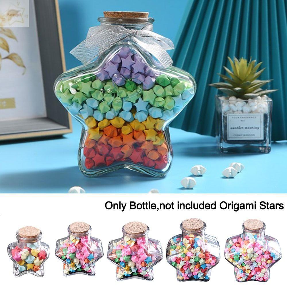 AWNGD Wishing Bottle, Craft Stars Shape Origami Stars Glass Bottle, Creative Pentagram Storage Bottl