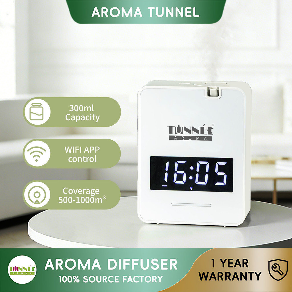 AROMA TUNNEL 300ML 3600Sqft สมาร์ท WIFI Aroma Diffuser จอแสดงผลเวลา Essential Oil Diffuser Home Hotel บลูทูธเครื่องอโรมา