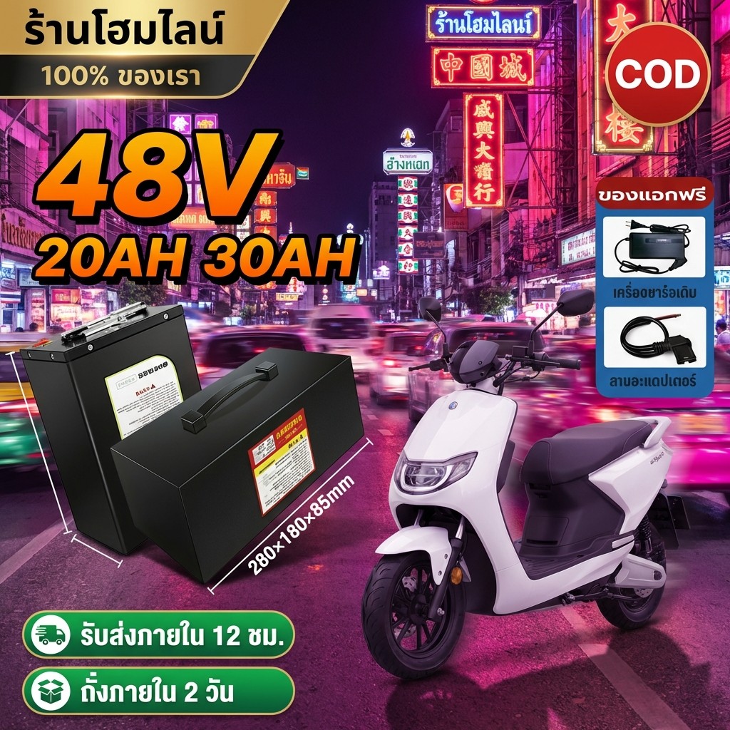 แบตเตอรี่ลิเธียมไอออน NMC ST 48V 30Ah - เหมาะสำหรับรถยนต์ไฟฟ้า - มีระบบจัดการแบตเตอรี่ (BMS) ในตัว