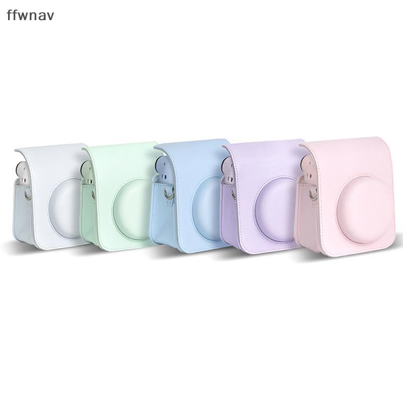 Ffwnav 1ชิ้นสำหรับ Instax Mini 12เคส PU นุ่มป้องกันกระเป๋ากล้องสำหรับกระเป๋ากล้องฟิล์มพร้อมสายคล้องไ