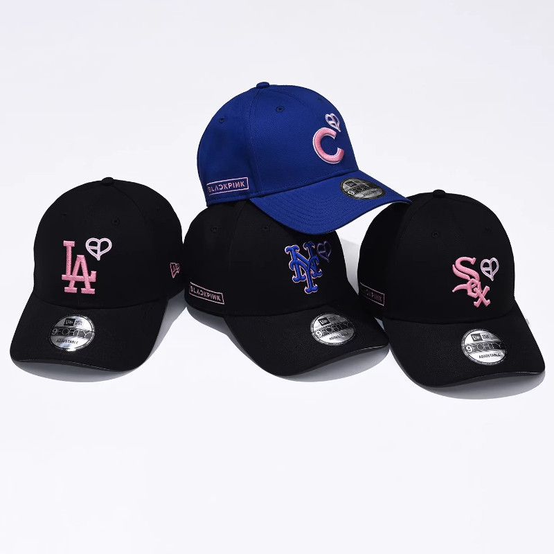 หมวกเบสบอล BLACKPINK x MBL Co ลายพิมพ์โลโก้สีชมพู แบบปรับขนาดได้