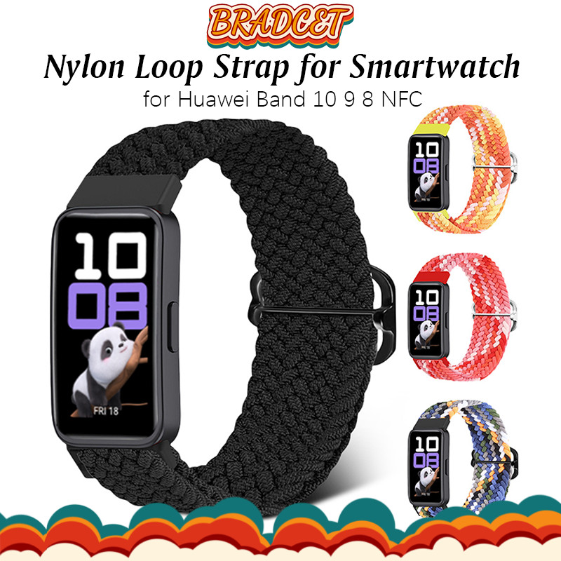 สายรัดกีฬาไนลอน for นาฬิกาอัจฉริยะ Huawei Band 10 9 8 NFC สายรัดข้อมือผ้าพันกุญแจแบบสลิปโน้ต ที่ยืดหยุ่นได้