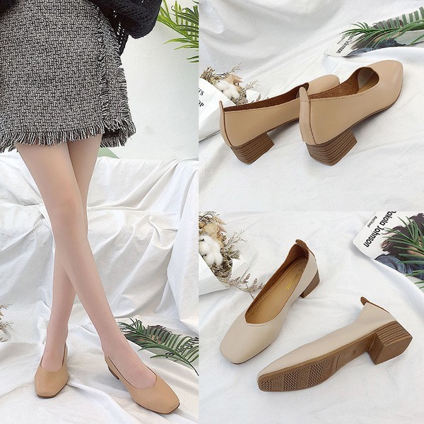 IC4 Ladies Flat Shoes Low Heel Shallow Rough Heel Shoes