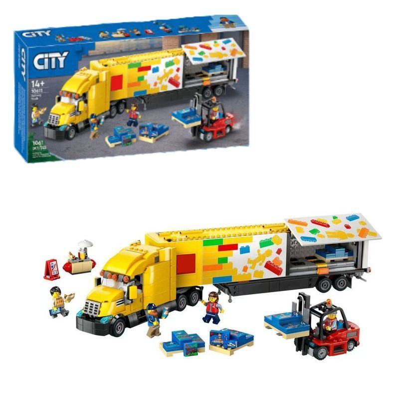 เข้ากันได้กับเลโก้ซิตี้ซีรีส์60440รถขนส่งสีเหลืองประกอบอาคารบล็อกของเล่นของขวัญ