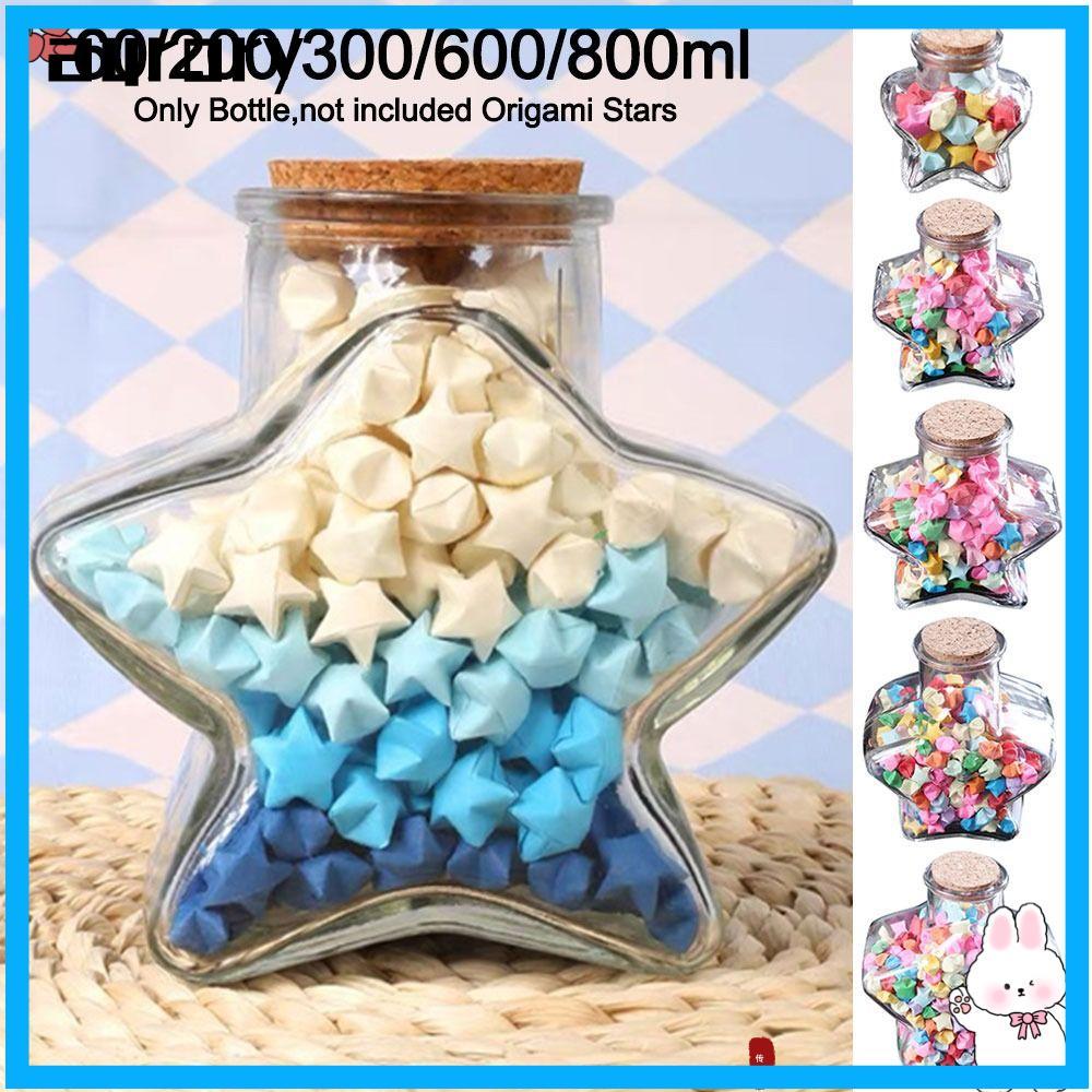 AURORY ขวดแก้ว Origami Stars, Craft Stars Shape Wishing Bottle, Creative Pentagram Storage Bottle Ho