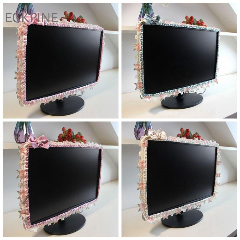 ECKPINE ฝาครอบจอคอมพิวเตอร์, Bow Tie Lace Design Monitor ฝาครอบกันฝุ่น,น่ารัก 17-30INCH ผ้ายืดหยุ่นน