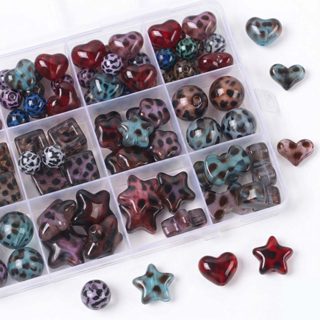 St.kunkka 2 ชิ้นเสือดาวพิมพ์ลูกปัดอะคริลิคหัวใจ/ดาว/ทรงกลมสํ…
