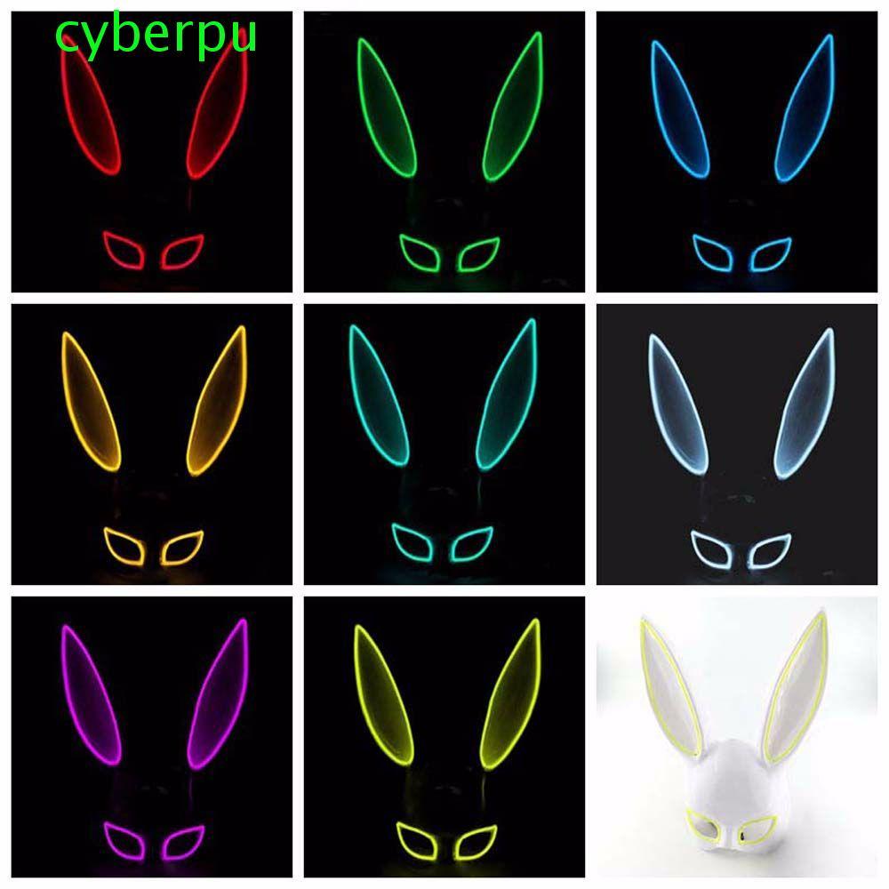 CYBERPULSE Party Mask Props หน้ากากกระต่าย Kitsune Mask Bunny Mask พลาสติกคอสเพลย์ Led Light up Mask