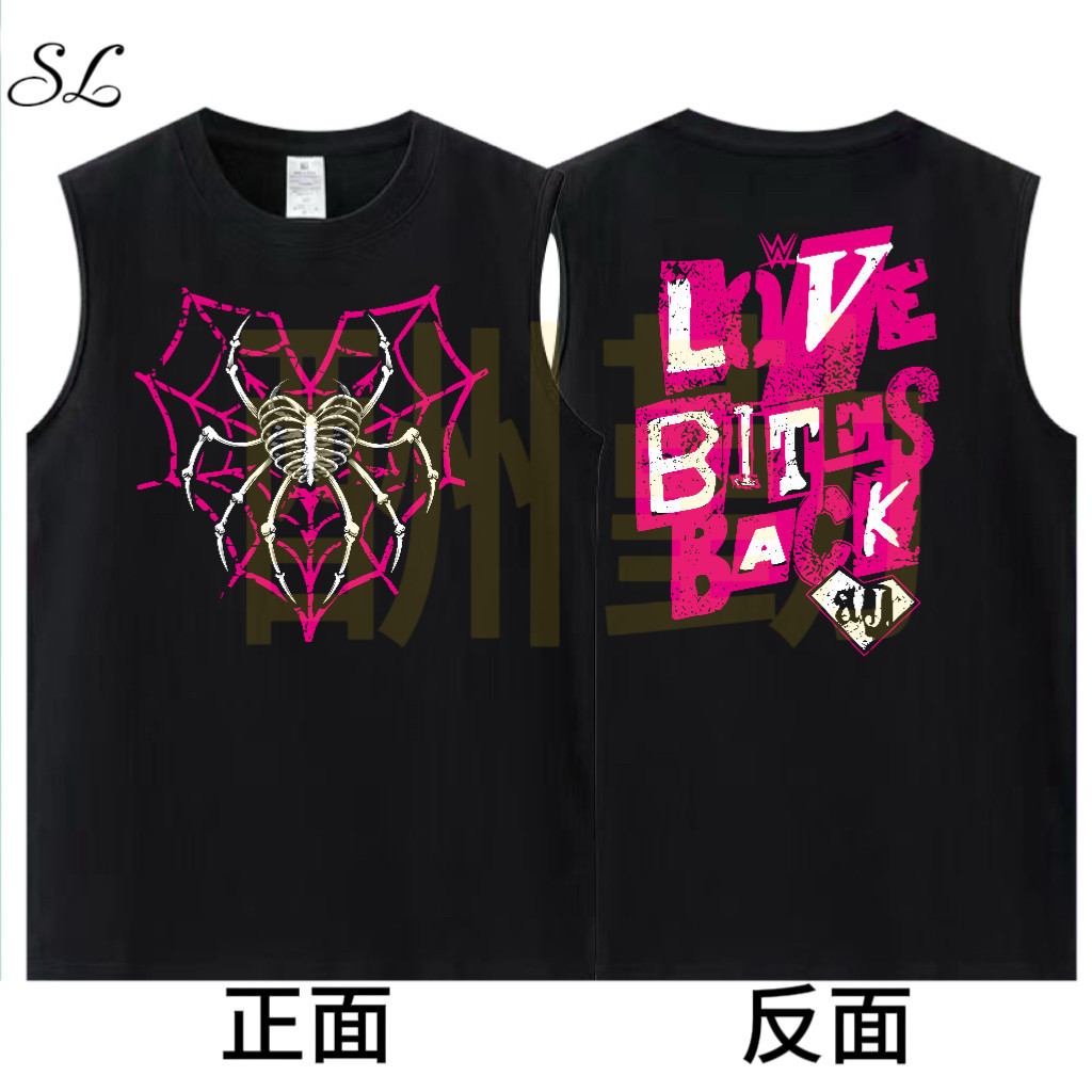 ใหม่ WWE Gillian Lee AJ-Lee เดียวกันต่อสู้มวยปล้ําผ้าฝ้ายคุณภาพสูงลูกเรือคอเสื้อกั๊กแขนกุด 907 S-3XL