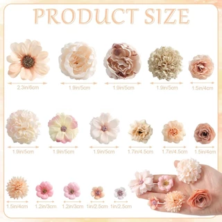 5/20/40/50 ชิ้น Faux ดอกไม้หัวชุดแชมเปญประดิษฐ์ดอกไม้หัวปลอม Peony Daisy Rose ดอกไม้ Multicolor ผ้าไหมสําหรับ Craft Garland งานแต่งงาน DIY Graduation Decor