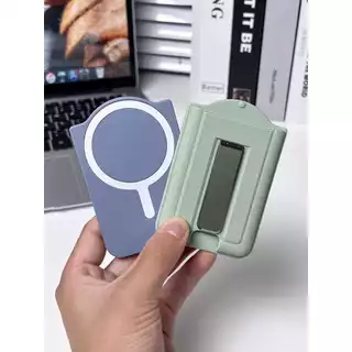 หนัง Grain Magnetic Phone Card Holder 2 in 1 Card Stand Bank Card Storage สําหรับ Magsafe iPhone 17 16 15 14 13 12 ปลอดภัยเคสโทรศัพท์,ใช้งานร่วมกับเคสโทรศัพท์แม่เหล็กทั้งหมด