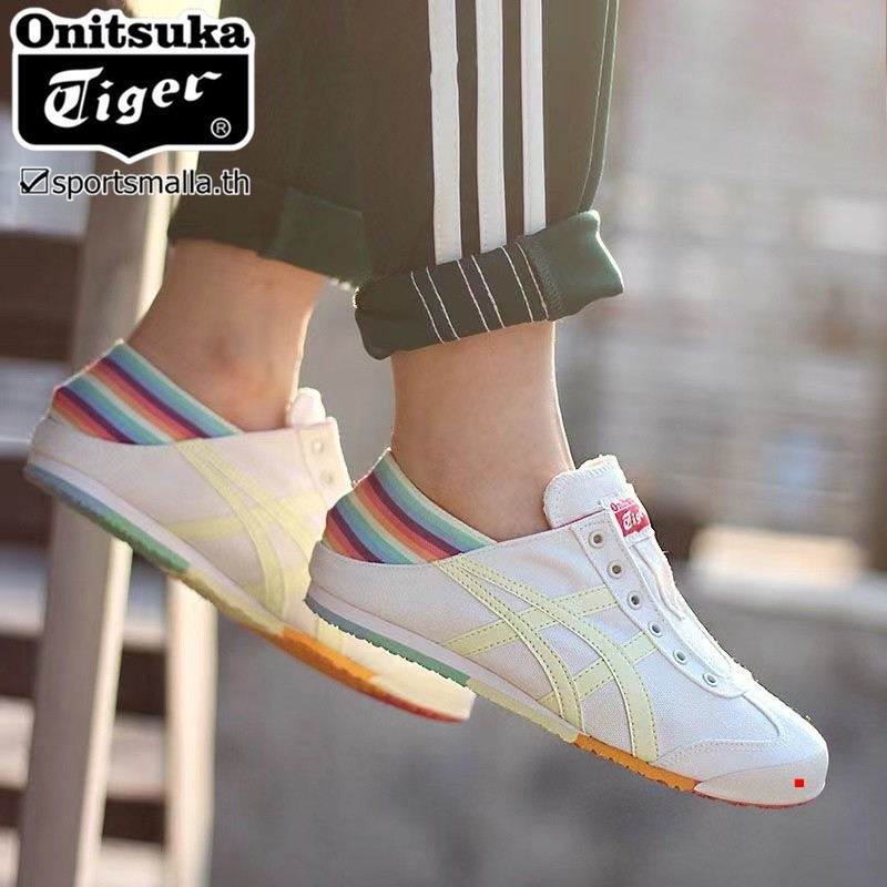 รองเท้า Onitsuka MEXICO 66 SLIP-ON Rainbow ระบายอากาศได้ดี เหมาะสำหรับทั้งผู้ชายและผู้หญิง รองเท้าลำลอง