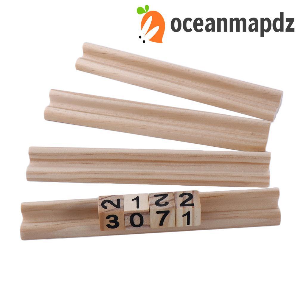 OCEANMAPDZ ไม้ Domino Racks Mahjong 4 ชั้นวางเกม Domino สําหรับเด็กไม้ Domino ถาดผู้ถือ