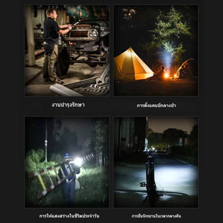 ไฟทำงาน ไฟฉายพกพา ไฟฉายท้ายแม่เหล็ก COB LED ชาร์จไฟ USB พับหมุนได้ มีตะขอเกี่ยว โหมดไฟฉุกเฉิน กันน้ำ สำหรับการตั้งแคมป์